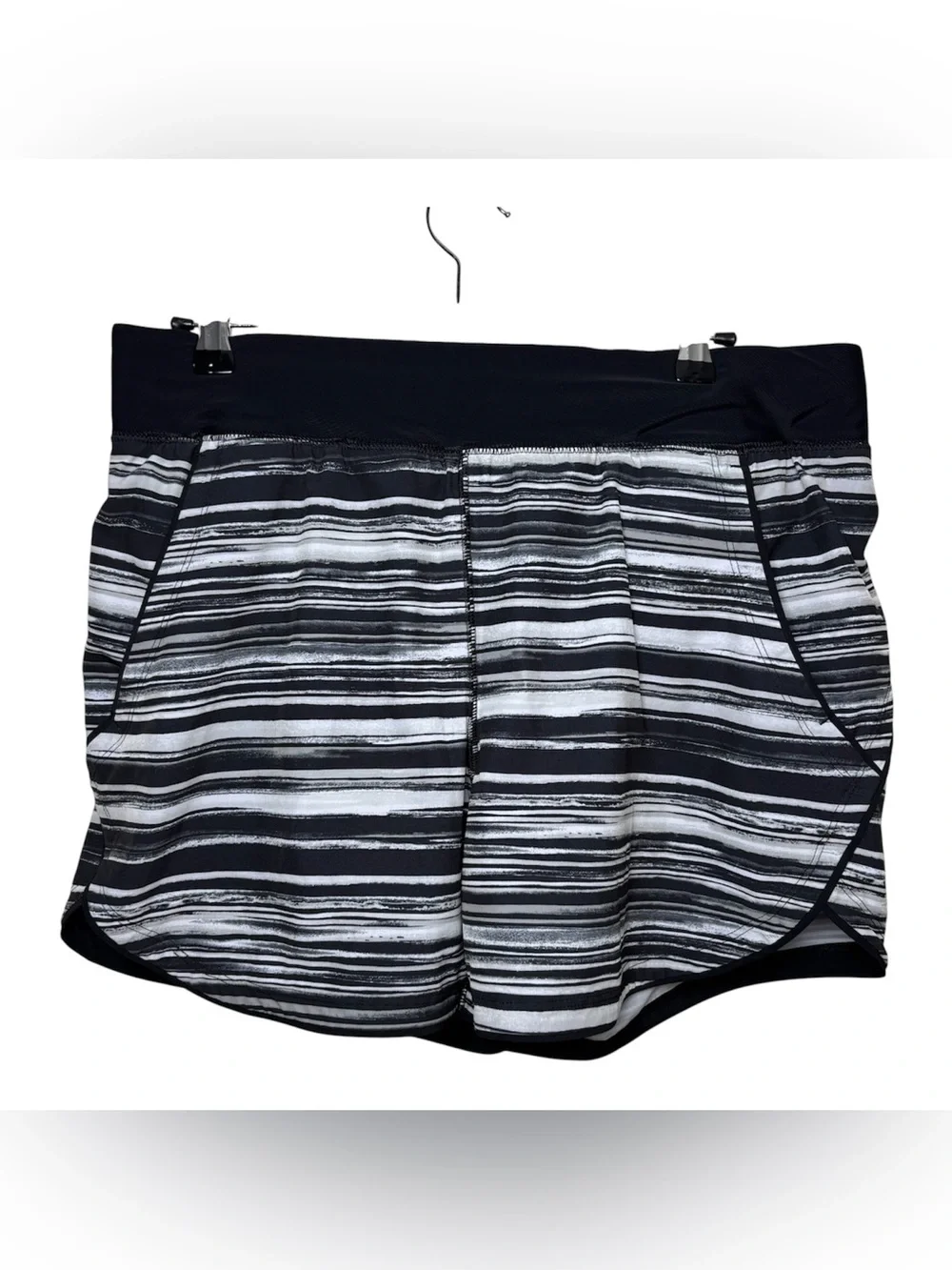 Lands' End Women Swim Shorts Size 12 Quick Dry Black White Stripes 5